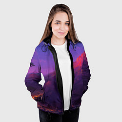 Куртка с капюшоном женская Горы, цвет: 3D-черный — фото 2