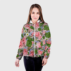 Куртка с капюшоном женская Цветы, цвет: 3D-белый — фото 2