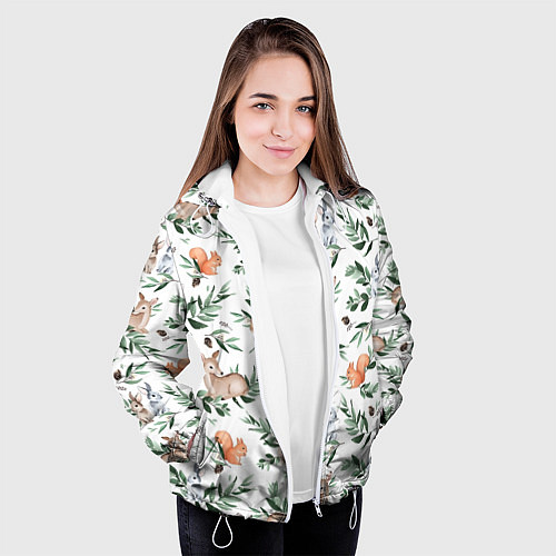 Женская куртка Лесные животные / 3D-Белый – фото 3