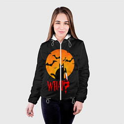 Куртка с капюшоном женская What Cat Halloween, цвет: 3D-белый — фото 2