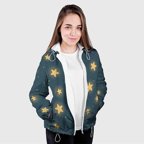 Женская куртка Звезды / 3D-Белый – фото 3