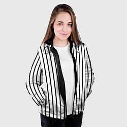 Куртка с капюшоном женская Чёрные и белые полосы, цвет: 3D-черный — фото 2