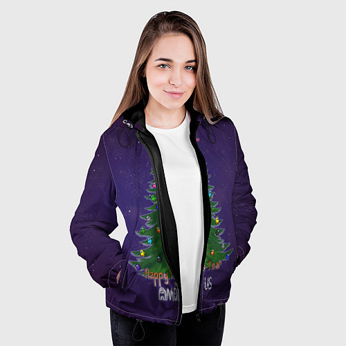 Женская куртка Among Us - New Year / 3D-Черный – фото 3