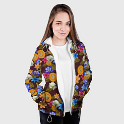 Куртка с капюшоном женская Exotic Flowers, цвет: 3D-белый — фото 2