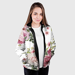 Куртка с капюшоном женская Розовые розы, цвет: 3D-черный — фото 2
