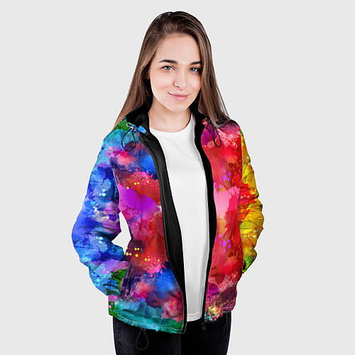 Женская куртка Брызги красок / 3D-Черный – фото 3