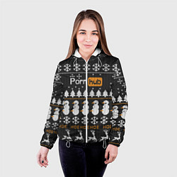 Куртка с капюшоном женская Christmas PornHub, цвет: 3D-белый — фото 2