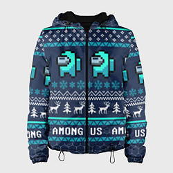 Куртка с капюшоном женская AMONG US НОВОГОДНИЙ, цвет: 3D-черный