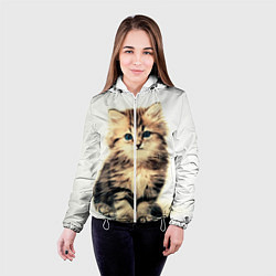 Куртка с капюшоном женская Котёнок, цвет: 3D-белый — фото 2