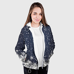 Куртка с капюшоном женская Атмосфера нового года, цвет: 3D-белый — фото 2