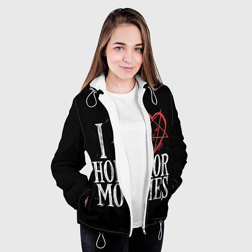 Женская куртка I Love Horror Movies / 3D-Белый – фото 3