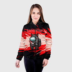Куртка с капюшоном женская Among Us Impostor, цвет: 3D-черный — фото 2