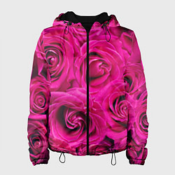 Куртка с капюшоном женская Розы, цвет: 3D-черный