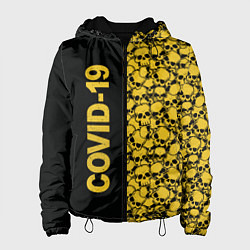 Куртка с капюшоном женская COVID-19, цвет: 3D-черный