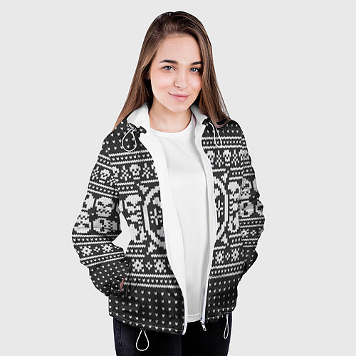 Женская куртка Свитер с черепами / 3D-Белый – фото 3