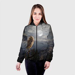 Куртка с капюшоном женская Сова, цвет: 3D-черный — фото 2