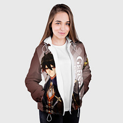 Куртка с капюшоном женская GENSHIN IMPACT, ЧЖУН ЛИ, цвет: 3D-белый — фото 2