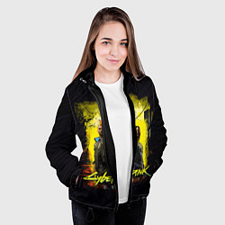 Куртка с капюшоном женская Киберпанк 2077, цвет: 3D-черный — фото 2