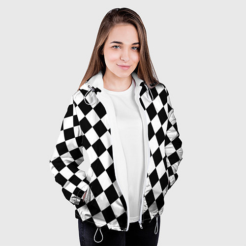 Женская куртка Клетки / 3D-Белый – фото 3