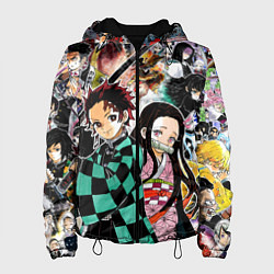 Куртка с капюшоном женская Клинок рассекающий демонов, цвет: 3D-черный