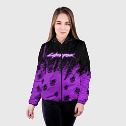 Куртка с капюшоном женская Cyberpunk neon, цвет: 3D-черный — фото 2