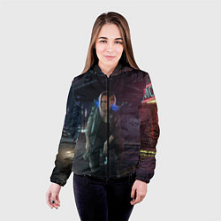 Куртка с капюшоном женская Cyberpunk 2077, цвет: 3D-черный — фото 2