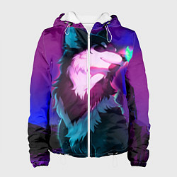 Куртка с капюшоном женская Сказочный волк, цвет: 3D-белый