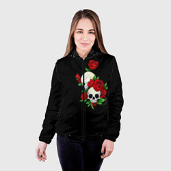 Куртка с капюшоном женская Roses Skulls, цвет: 3D-черный — фото 2