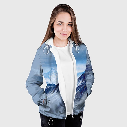 Женская куртка Серо-голубые горы / 3D-Белый – фото 3