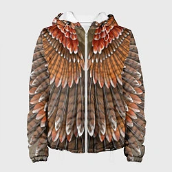 Куртка с капюшоном женская Оперение: орел, цвет: 3D-белый