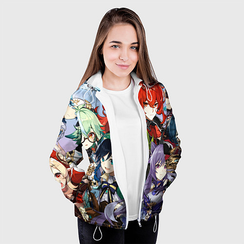 Женская куртка Персонажи Genshin Impact / 3D-Белый – фото 3