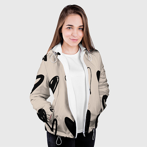 Женская куртка Сердечный паттерн / 3D-Белый – фото 3