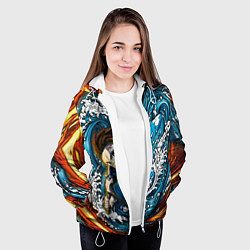 Куртка с капюшоном женская Танджиро Камадо Клинок демонов, цвет: 3D-белый — фото 2