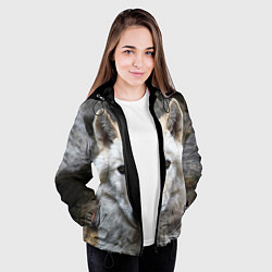 Куртка с капюшоном женская Волк, цвет: 3D-черный — фото 2