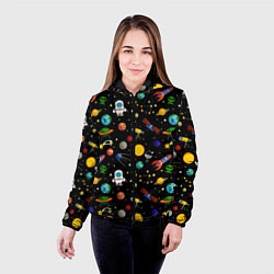 Куртка с капюшоном женская Космос, цвет: 3D-черный — фото 2