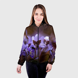 Куртка с капюшоном женская Хрупкий цветок фиалка, цвет: 3D-черный — фото 2