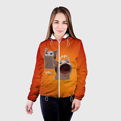 Куртка с капюшоном женская Cat Pop Мем, цвет: 3D-белый — фото 2