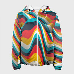 Куртка с капюшоном женская Цветные волны, цвет: 3D-белый