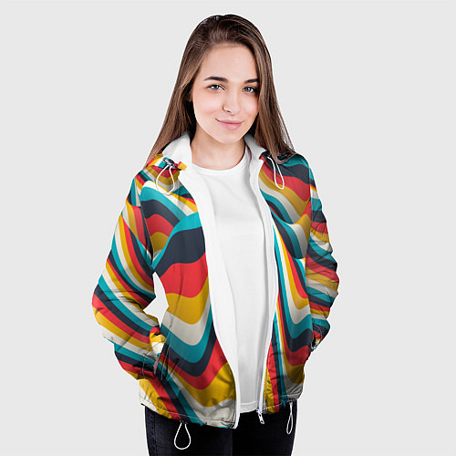 Женская куртка Цветные волны / 3D-Белый – фото 3