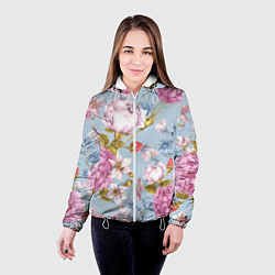Куртка с капюшоном женская Цветы, цвет: 3D-белый — фото 2
