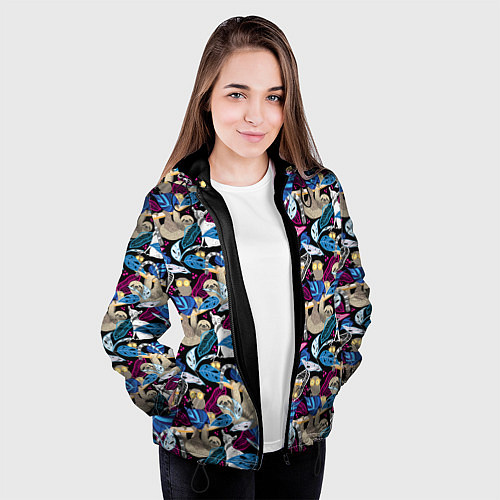 Женская куртка Ленивцы и Лемуры / 3D-Черный – фото 3