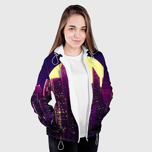 Женская куртка Неоновый город / 3D-Белый – фото 3