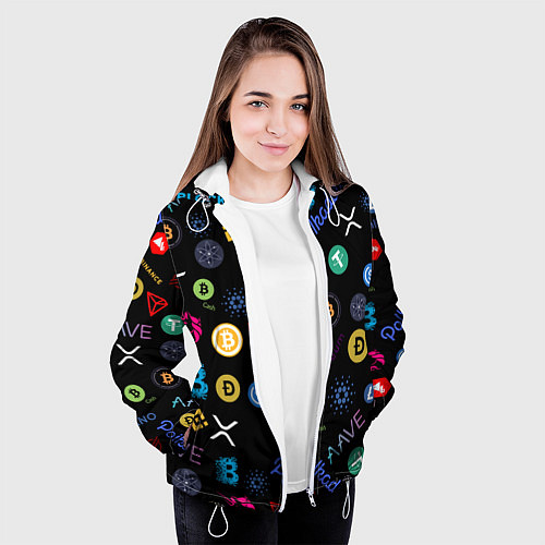 Женская куртка BITCOIN PATTERN БИТКОИН Z / 3D-Белый – фото 3