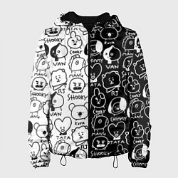 Куртка с капюшоном женская BTS BT21, цвет: 3D-черный