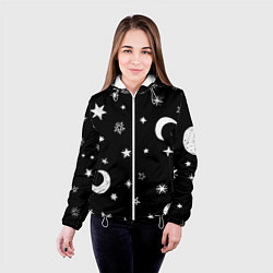 Куртка с капюшоном женская Звездное небо, цвет: 3D-белый — фото 2