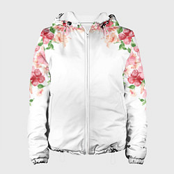 Куртка с капюшоном женская Цветы, цвет: 3D-белый