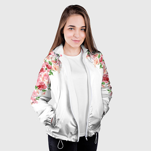 Женская куртка Цветы / 3D-Белый – фото 3