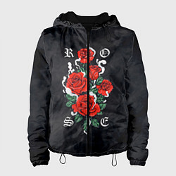 Куртка с капюшоном женская РОЗЫ ROSES SMOKE, цвет: 3D-черный
