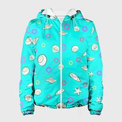 Куртка с капюшоном женская Морские моллюски, цвет: 3D-белый