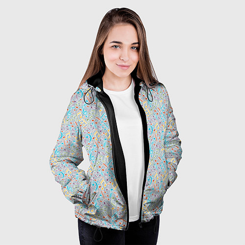 Женская куртка Музыкальные ноты / 3D-Черный – фото 3